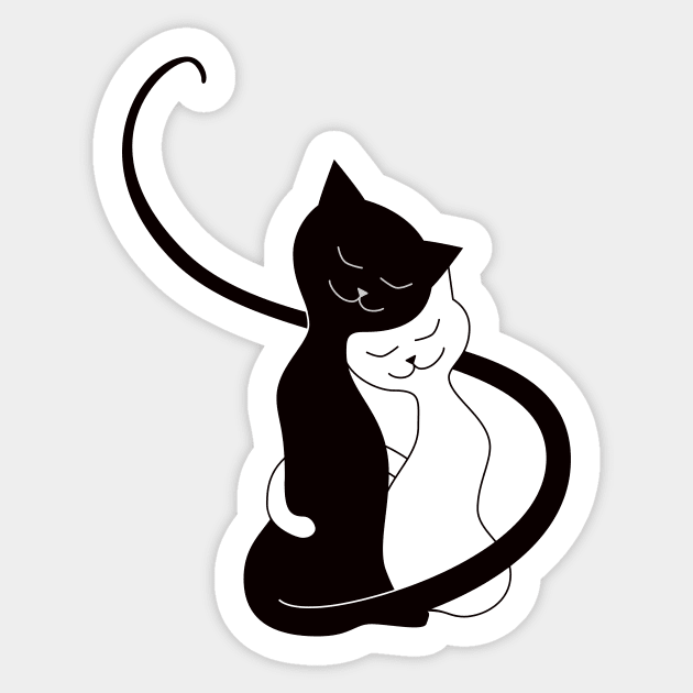 Hugging Love Cats Sticker by Boriana Giormova